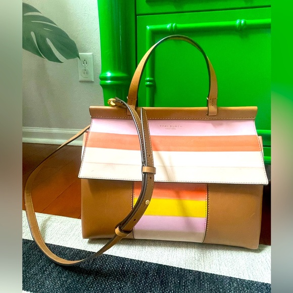 SOLD Tory Burch “pink and tan” satchel - Picture 1 of 8